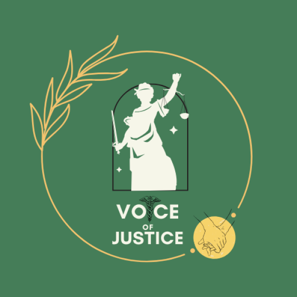 Voice of Justice / logo design for an organisation against sexism within the medical industry (specifically at Paris-Saclay University)